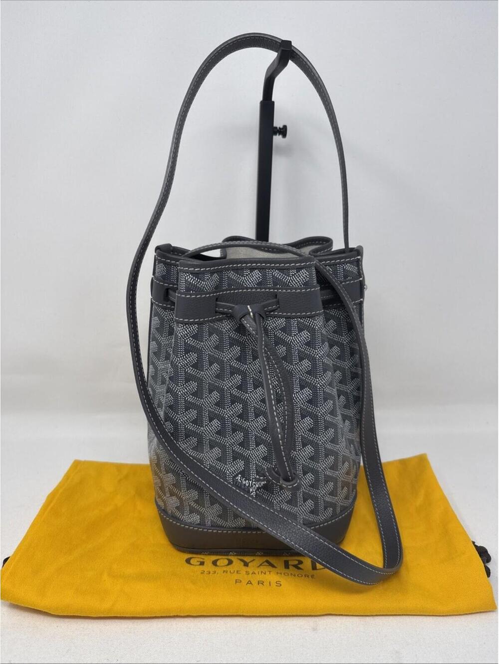 GOYARD Petit Flot Bucket Bag Goyardine Canvas Grey
